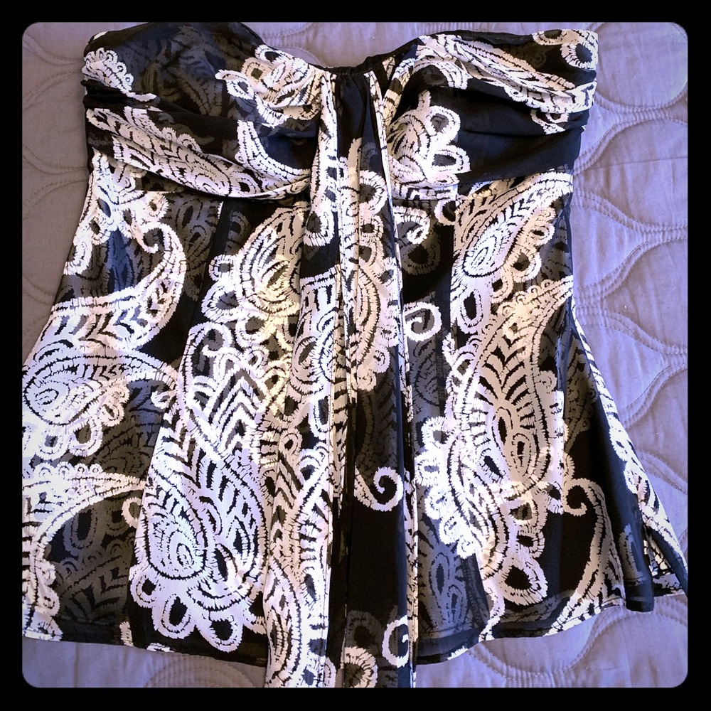 Strapless paisley print top